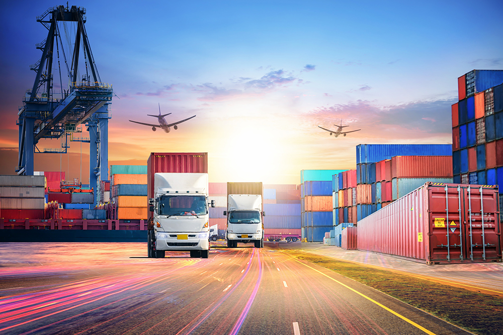 Logistics import export background and transport industry of Con
